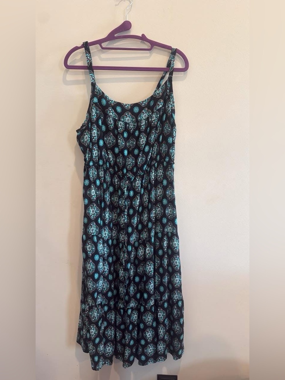 torrid Black Mini Dress with Teal Medallion Print